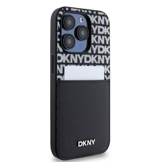 Husa DKNY PU Leather Repeat Pattern Card Pocket pentru iPhone 15 Pro, Black Husa DKNY PU Leather Repeat Pattern Card Pocket pentru iPhone 15 Pro, Black (Bakr, DKHCP15LPCRTHLK) by www.silkase.ro