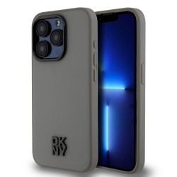 Husă DKNY PU Leather Stack Logo MagSafe pentru iPhone 15 Pro Max, Grey