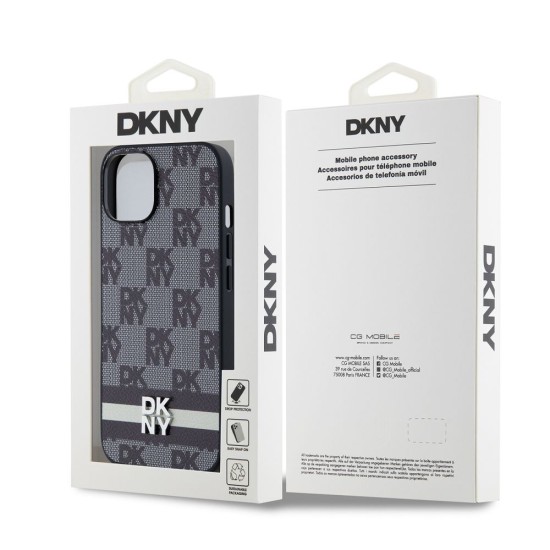 Husă de Protecție DKNY PU Leather Checkered Pattern and Stripe pentru iPhone 14, Black Husă de Protecție DKNY PU Leather Checkered Pattern and Stripe pentru iPhone 14, Black (Bakr, DKHCP14SPCPTSSK) by www.silkase.ro