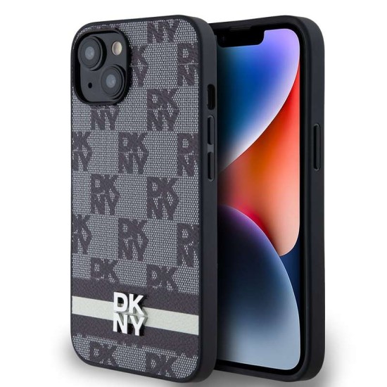 Husă de Protecție DKNY PU Leather Checkered Pattern and Stripe pentru iPhone 14, Black Husă de Protecție DKNY PU Leather Checkered Pattern and Stripe pentru iPhone 14, Black (Bakr, DKHCP14SPCPTSSK) by www.silkase.ro