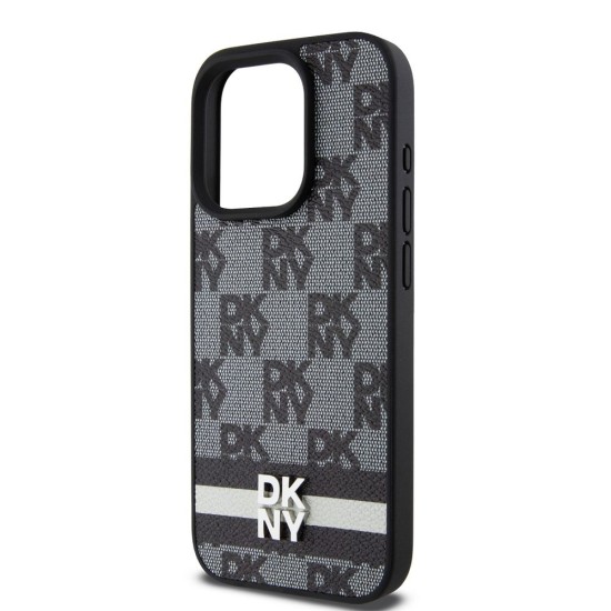 Husă de protecție DKNY pentru iPhone 14 Pro, PU Leather, Checkered Pattern and Stripe, Negru (Bakr, DKHCP14LPCPTSSK) by www.silkase.ro