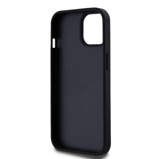 Husa DKNY PU Leather Checkered Pattern and Stripe pentru iPhone 15, Black (Bakr, DKHCP15SPCPTSSK) by www.silkase.ro