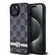 Husa DKNY PU Leather Checkered Pattern and Stripe pentru iPhone 15, Black (Bakr, DKHCP15SPCPTSSK) by www.silkase.ro