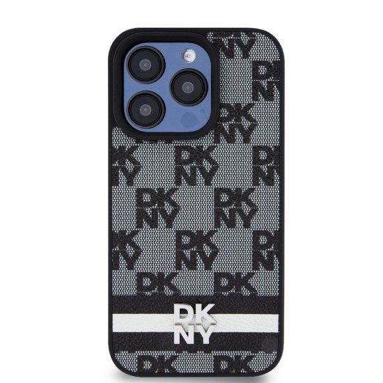 Husă DKNY PU Leather Checkered Pattern and Stripe pentru iPhone 15 Pro, Black Husă DKNY PU Leather Checkered Pattern and Stripe pentru iPhone 15 Pro, Black (Bakr, DKHCP15LPCPTSSK) by www.silkase.ro