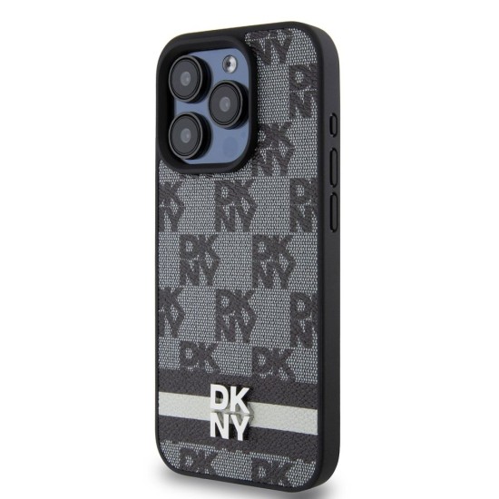 Husă DKNY PU Leather Checkered Pattern and Stripe pentru iPhone 15 Pro, Black Husă DKNY PU Leather Checkered Pattern and Stripe pentru iPhone 15 Pro, Black (Bakr, DKHCP15LPCPTSSK) by www.silkase.ro