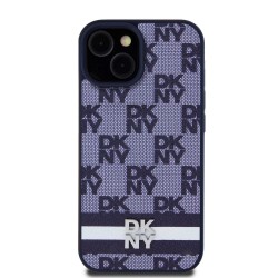Husa de Protectie DKNY pentru iPhone 15, PU Leather Checkered Pattern and Stripe, Albastru Husa de Protectie DKNY pentru iPhone 15, PU Leather Checkered Pattern and Stripe, Albastru