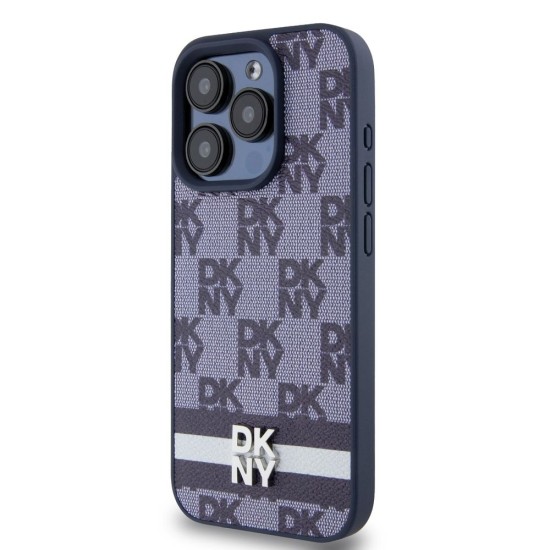 Husă DKNY PU Leather Checkered Pattern and Stripe pentru iPhone 15 Pro, Albastru Husă DKNY PU Leather Checkered Pattern and Stripe pentru iPhone 15 Pro, Albastru (Bakr, DKHCP15LPCPTSSB) by www.silkase.ro
