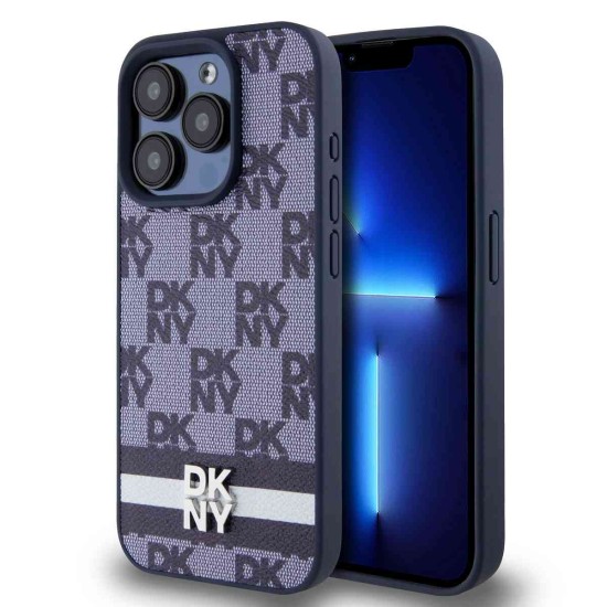 Husă DKNY PU Leather Checkered Pattern and Stripe pentru iPhone 15 Pro, Albastru Husă DKNY PU Leather Checkered Pattern and Stripe pentru iPhone 15 Pro, Albastru (Bakr, DKHCP15LPCPTSSB) by www.silkase.ro