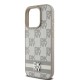 Husa DKNY PU Leather Checkered Pattern and Stripe pentru iPhone 13 Pro Beige (Bakr, DKHCP13LPCPTSSE) by www.silkase.ro