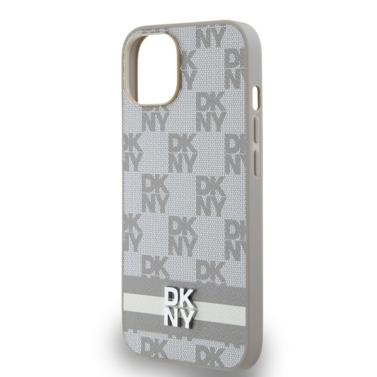 Husa DKNY PU Leather Checkered Pattern and Stripe pentru iPhone 15, Beige Husa DKNY PU Leather Checkered Pattern and Stripe pentru iPhone 15, Beige (Bakr, DKHCP15SPCPTSSE) by www.silkase.ro