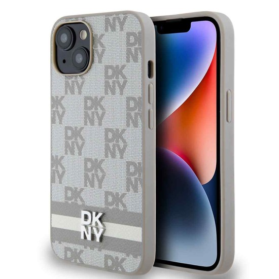 Husa DKNY PU Leather Checkered Pattern and Stripe pentru iPhone 15, Beige Husa DKNY PU Leather Checkered Pattern and Stripe pentru iPhone 15, Beige (Bakr, DKHCP15SPCPTSSE) by www.silkase.ro