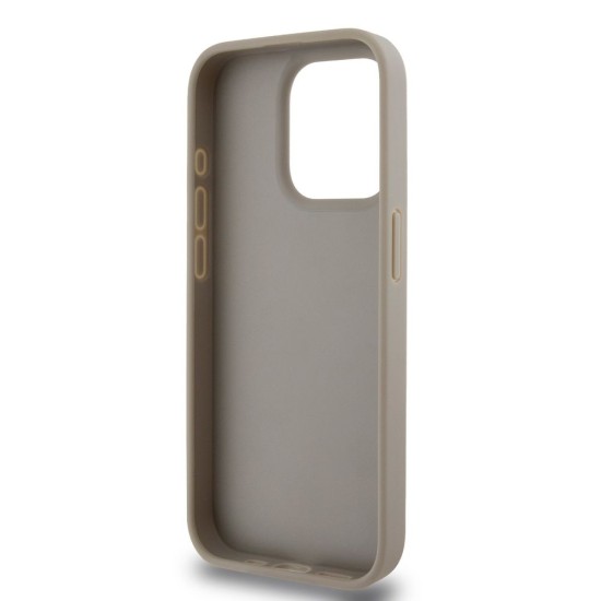 Husa DKNY PU Leather Checkered Pattern and Stripe pentru iPhone 15 Pro, Bej (Bakr, DKHCP15LPCPTSSE) by www.silkase.ro