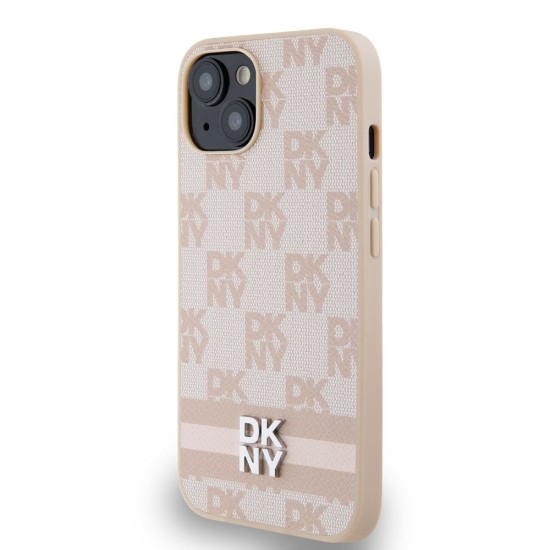 Husă DKNY PU Leather Checkered Pattern and Stripe pentru iPhone 14, Roz Husă DKNY PU Leather Checkered Pattern and Stripe pentru iPhone 14, Roz (Bakr, DKHCP14SPCPTSSP) by www.silkase.ro