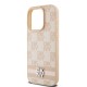Husa Premium DKNY pentru iPhone 14 Pro Max, PU Leather, Checkered Pattern si Stripe, Roz (Bakr, DKHCP14XPCPTSSP) by www.silkase.ro