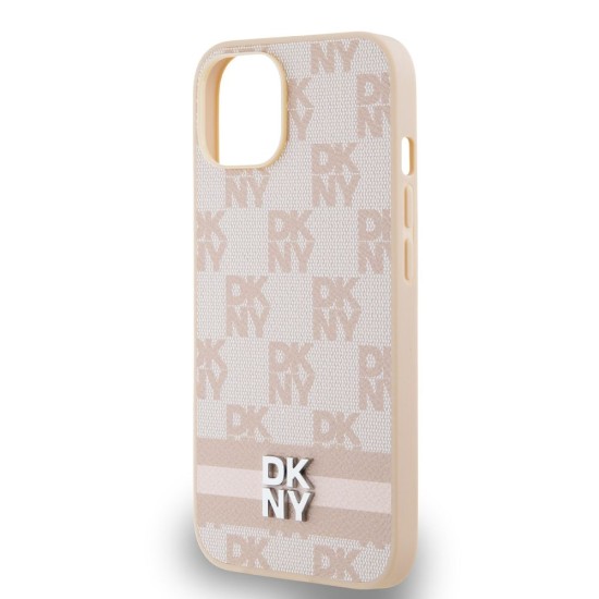 Husa DKNY PU Leather Checkered Pattern and Stripe pentru iPhone 15 Pink Husa DKNY PU Leather Checkered Pattern and Stripe pentru iPhone 15 Pink (Bakr, DKHCP15SPCPTSSP) by www.silkase.ro