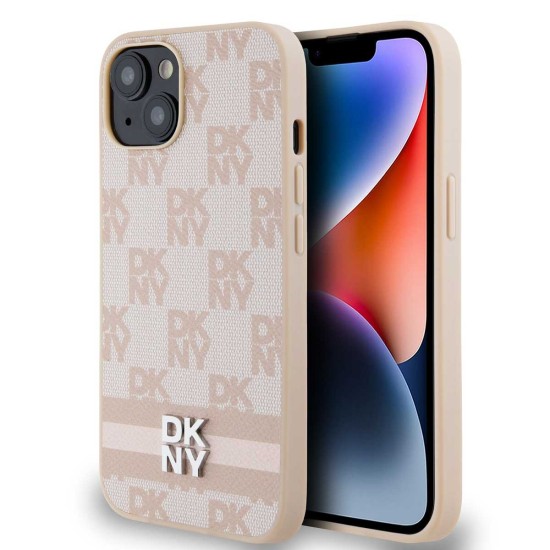 Husa DKNY PU Leather Checkered Pattern and Stripe pentru iPhone 15 Pink Husa DKNY PU Leather Checkered Pattern and Stripe pentru iPhone 15 Pink (Bakr, DKHCP15SPCPTSSP) by www.silkase.ro