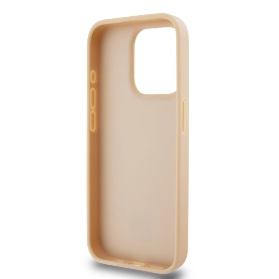 Husă Premium DKNY PU Leather Checkered Pattern and Stripe pentru iPhone 15 Pro, Roz (Bakr, DKHCP15LPCPTSSP) by www.silkase.ro