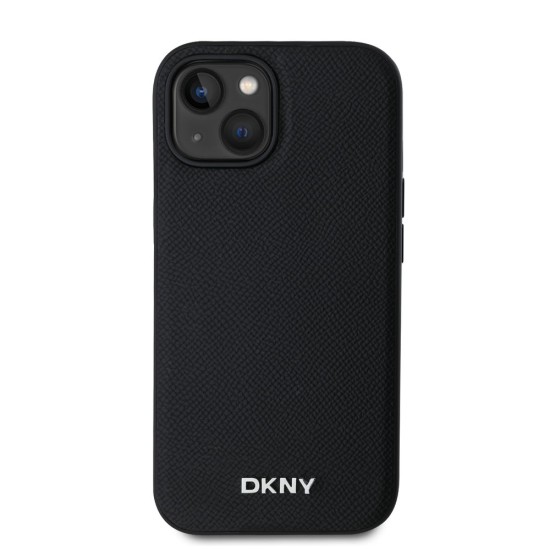 Husa iPhone 14 DKNY PU Leather Silver Metal Logo MagSafe, Black (Bakr, DKHMP14SPGHLMK) by www.silkase.ro