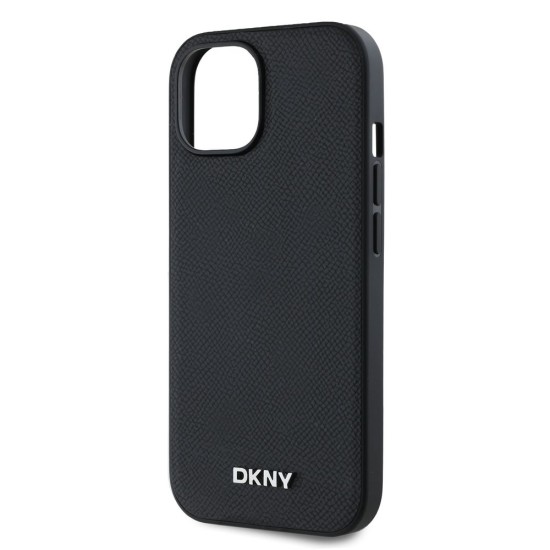 Husa iPhone 14 DKNY PU Leather Silver Metal Logo MagSafe, Black (Bakr, DKHMP14SPGHLMK) by www.silkase.ro