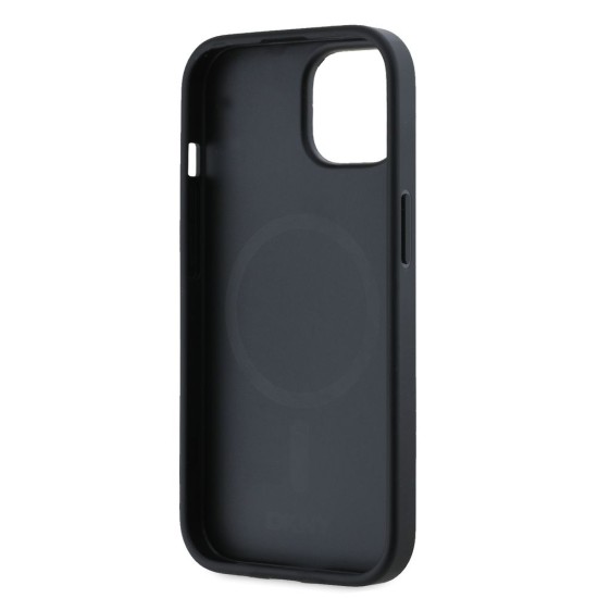 Husa iPhone 14 DKNY PU Leather Silver Metal Logo MagSafe, Black (Bakr, DKHMP14SPGHLMK) by www.silkase.ro