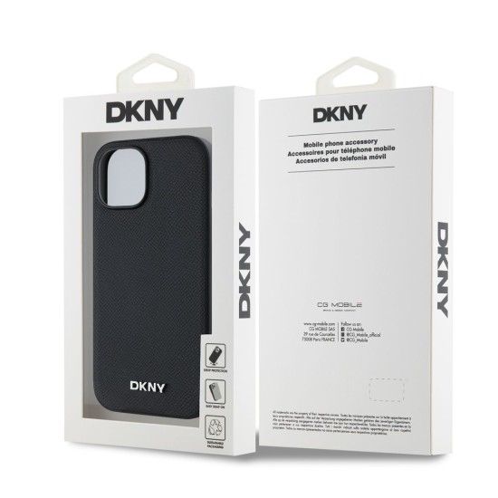 Husa iPhone 14 DKNY PU Leather Silver Metal Logo MagSafe, Black (Bakr, DKHMP14SPGHLMK) by www.silkase.ro