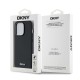 Husa DKNY iPhone 14 Pro din Piele Ecologica cu Logo Metalic Argintiu si MagSafe Black (Bakr, DKHMP14LPGHLMK) by www.silkase.ro