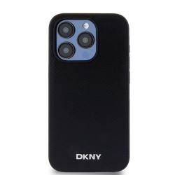 Husă de Protecție DKNY pentru iPhone 15 Pro, Piele PU, Logo Metalic Argintiu, MagSafe, Black Husă de Protecție DKNY pentru iPhone 15 Pro, Piele PU, Logo Metalic Argintiu, MagSafe, Black