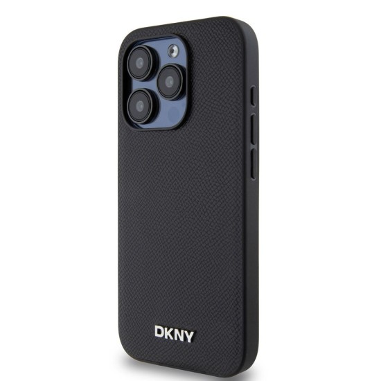 Husă de Protecție DKNY pentru iPhone 15 Pro, Piele PU, Logo Metalic Argintiu, MagSafe, Black Husă de Protecție DKNY pentru iPhone 15 Pro, Piele PU, Logo Metalic Argintiu, MagSafe, Black (Bakr, DKHMP15LPGHLMK) by www.silkase.ro