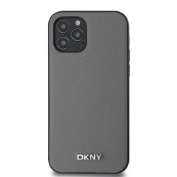 Husă DKNY PU Leather Silver Metal Logo MagSafe pentru iPhone 12 / 12 Pro, Grey Husă DKNY PU Leather Silver Metal Logo MagSafe pentru iPhone 12 / 12 Pro, Grey