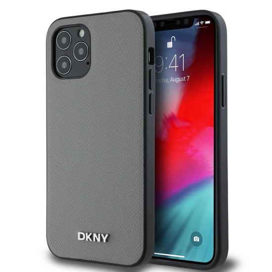 Husă DKNY PU Leather Silver Metal Logo MagSafe pentru iPhone 12 / 12 Pro, Grey Husă DKNY PU Leather Silver Metal Logo MagSafe pentru iPhone 12 / 12 Pro, Grey (Bakr, DKHMP12MPGHLMS) by www.silkase.ro