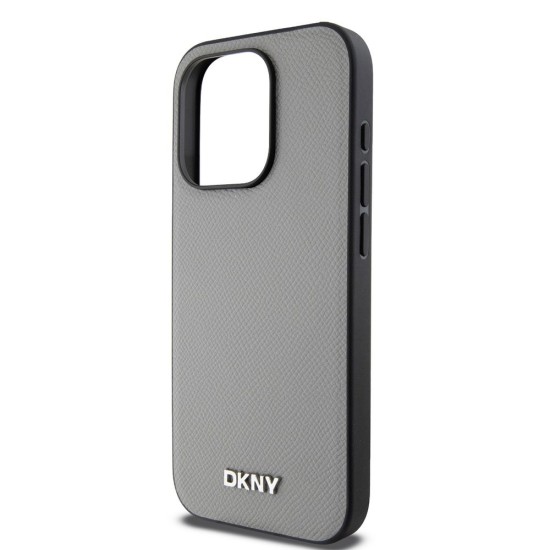 Husa iPhone 14 Pro DKNY PU Leather, Logo Metalic Argintiu, Magsafe, Grey Husa iPhone 14 Pro DKNY PU Leather, Logo Metalic Argintiu, Magsafe, Grey (Bakr, DKHMP14LPGHLMS) by www.silkase.ro