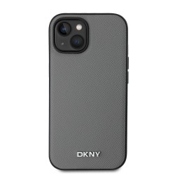 Husa iPhone 15 DKNY PU Leather Silver Metal Logo, MagSafe, Grey Husa iPhone 15 DKNY PU Leather Silver Metal Logo, MagSafe, Grey