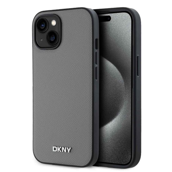 Husa iPhone 15 DKNY PU Leather Silver Metal Logo, MagSafe, Grey Husa iPhone 15 DKNY PU Leather Silver Metal Logo, MagSafe, Grey (Bakr, DKHMP15SPGHLMS) by www.silkase.ro