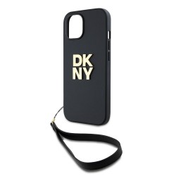 Husă DKNY PU Leather Stack Logo cu Curea de Mână pentru iPhone 14, Black Husă DKNY PU Leather Stack Logo cu Curea de Mână pentru iPhone 14, Black