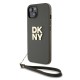 Husă DKNY PU Leather Stack Logo cu Șnur pentru iPhone 13, Maro (Bakr, DKHCP13MPBSWSA) by www.silkase.ro