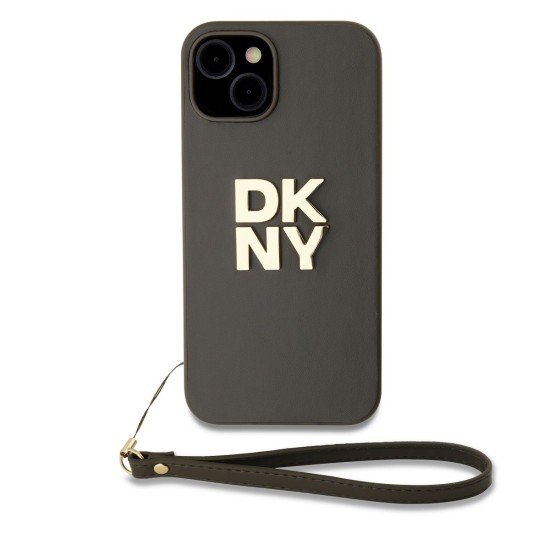 Husă DKNY PU Leather Stack Logo cu Șnur pentru iPhone 15, Brown (Bakr, DKHCP15SPBSWSA) by www.silkase.ro