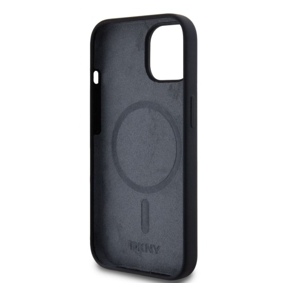 Husa DKNY Liquid Silicone Arch Logo MagSafe pentru iPhone 11, Black (Bakr, DKHMN61SNYACH) by www.silkase.ro