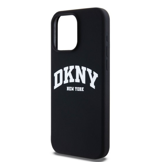 Husă DKNY Liquid Silicone Arch Logo MagSafe pentru iPhone 14 Pro, Black (Bakr, DKHMP14LSNYACH) by www.silkase.ro