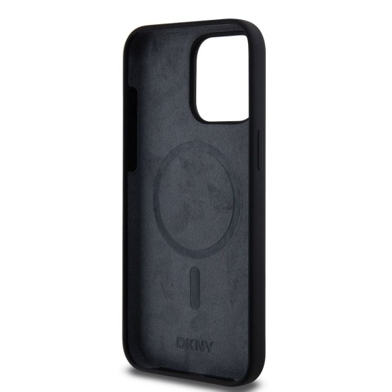 Husă DKNY Liquid Silicone Arch Logo MagSafe pentru iPhone 14 Pro, Black (Bakr, DKHMP14LSNYACH) by www.silkase.ro