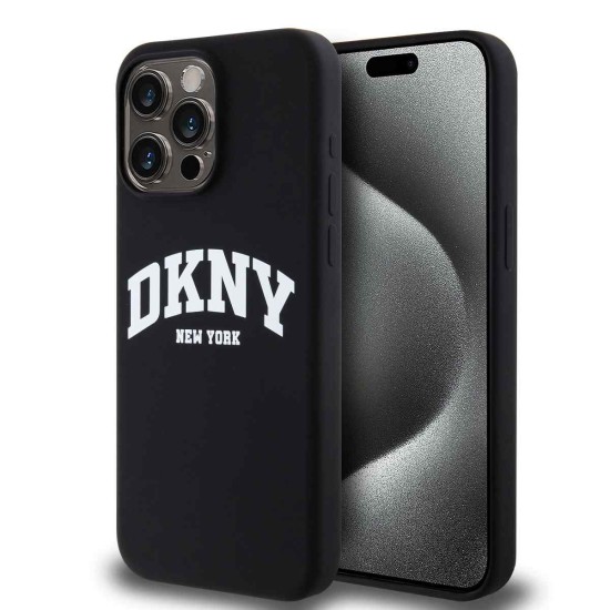 Husă DKNY Liquid Silicone Arch Logo MagSafe pentru iPhone 14 Pro, Black (Bakr, DKHMP14LSNYACH) by www.silkase.ro