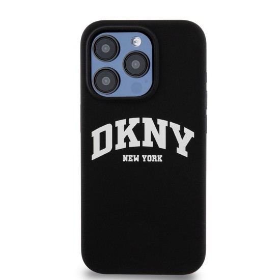 Husa DKNY Liquid Silicone Arch Logo MagSafe pentru iPhone 15 Pro, Black (Bakr, DKHMP15LSNYACH) by www.silkase.ro