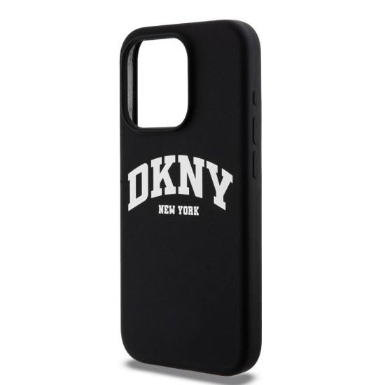 Husa DKNY Liquid Silicone Arch Logo MagSafe pentru iPhone 15 Pro, Black (Bakr, DKHMP15LSNYACH) by www.silkase.ro