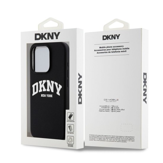 Husa DKNY Liquid Silicone Arch Logo MagSafe pentru iPhone 15 Pro, Black (Bakr, DKHMP15LSNYACH) by www.silkase.ro