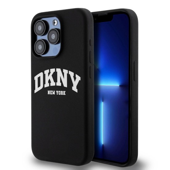 Husa DKNY Liquid Silicone Arch Logo MagSafe pentru iPhone 15 Pro, Black (Bakr, DKHMP15LSNYACH) by www.silkase.ro