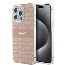 Husă DKNY Repeat Pattern Tonal Stripe MagSafe pentru iPhone 15 Pro Max, Pink