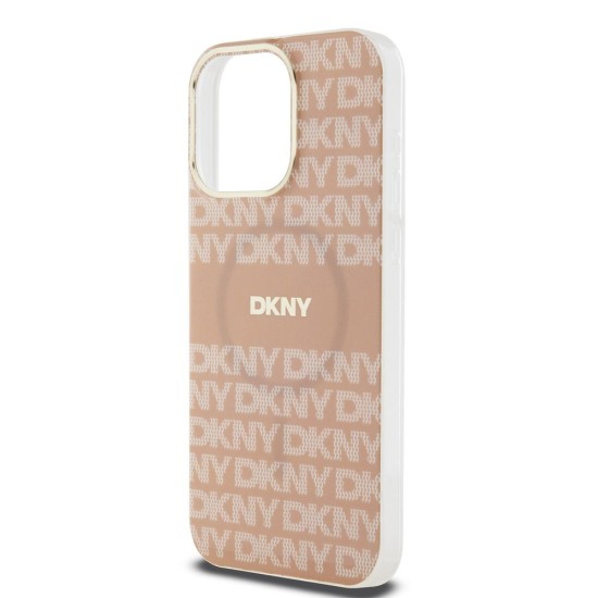 Husă DKNY Repeat Pattern Tonal Stripe MagSafe pentru iPhone 15 Pro Max, Pink (Bakr, DKHMP15XHRHSEP) by www.silkase.ro