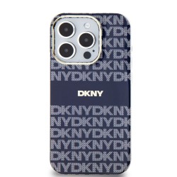 Husa MagSafe DKNY pentru iPhone 15 Pro Max, Repeat Pattern Tonal Stripe, Blue