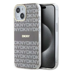 Husă DKNY Repeat Pattern Tonal Stripe MagSafe pentru iPhone 14, Beige