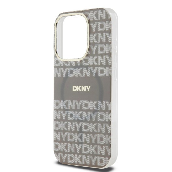 Husă DKNY Repeat Pattern Tonal Stripe MagSafe pentru iPhone 14 Pro Max, Beige (Bakr, DKHMP14XHRHSEE) by www.silkase.ro
