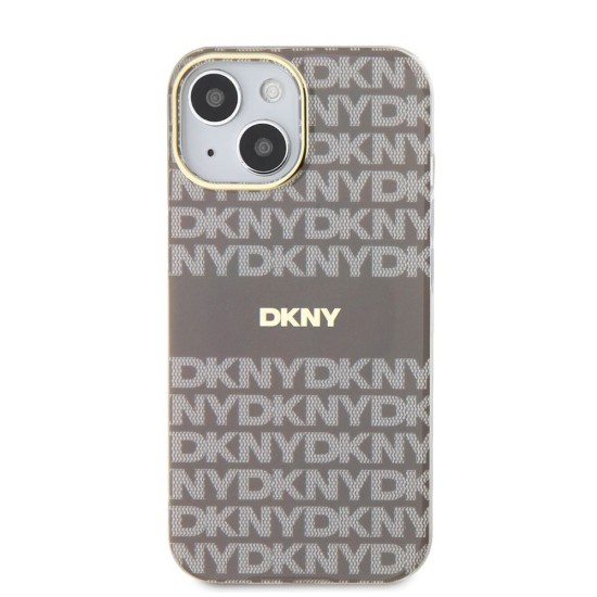 Husa DKNY PC/TPU Repeat Pattern Tonal Stripe Magsafe pentru iPhone 15, Beige (Bakr, DKHMP15SHRHSEE) by www.silkase.ro